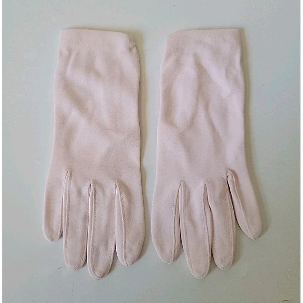 Wear Right Vintage Wristlet‎ Five Finger Gloves Pastel Pink Nylon Easter Party